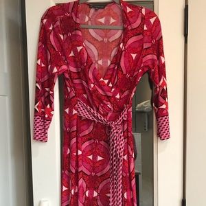 Adrianna Papell wrap front print dress size M